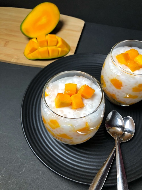 Easy Mango Tapioca Pudding | Eggless Dessert