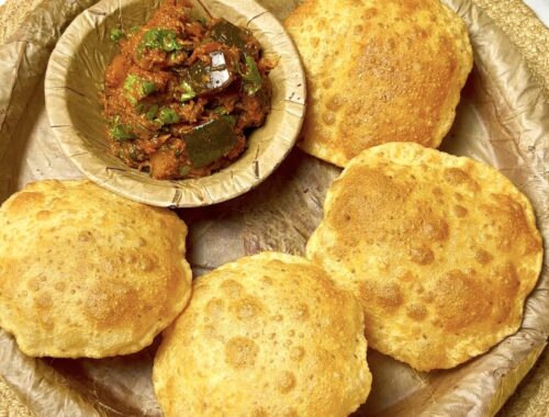 Bhandare Wali Kaddu Ki Sabji And Ajwain Ki Puri